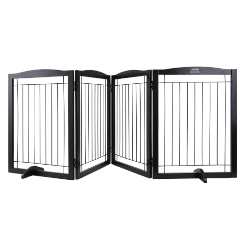 Image 1 of 8.. VEVOR Free Standing Dog Gate, 32" H x 96.5" W Freestanding Pet Gate, 4 Panels Foldable Dog Gate for Wide and Narrow Passageways, Expandable Dog