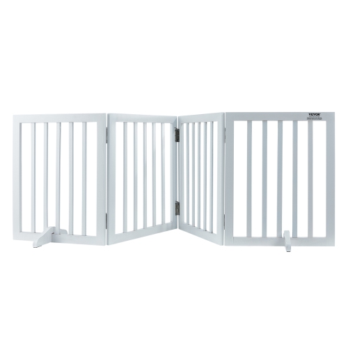 Image 1 of 8.. VEVOR Freestanding Pet Barrier, 24" Height x 80.3" Width, 4-Panel Folding Dog Gate for Various Openings, Expandable and Quiet Foot-Supported Indoor
