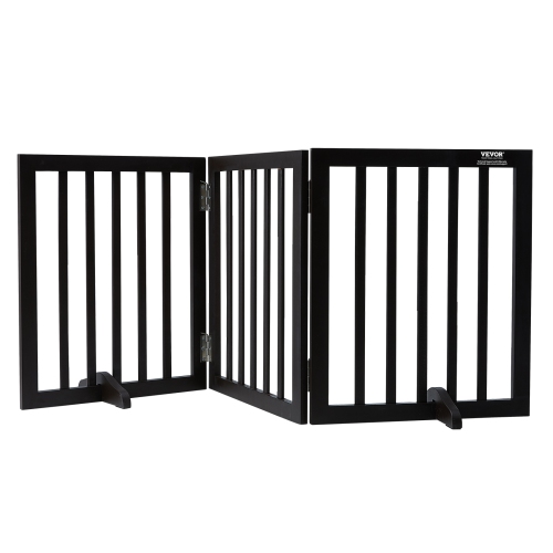 Image 1 of 8.. VEVOR Free Standing Dog Gate, 24" H x 60" W Freestanding Pet Gate, 3 Panels Foldable Dog Gate for Wide and Narrow Passageways, Expandable Dog Barrier