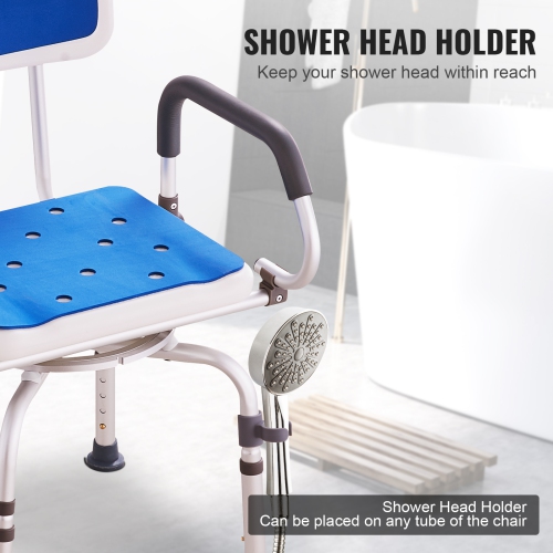 VEVOR Swivel Shower Chair 360 Degree, Adjustable Shower Seat with Pivoting Arms for Inside Showers or Tubs, Non-Slip Rotating Bathtub Shower Chair