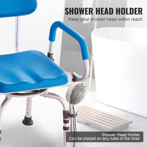 VEVOR Swivel Shower Chair 360 Degree, Adjustable Shower Seat with Pivoting Arms & Padded Bath Seat for Inside Shower or Tub,300LBS Capacity