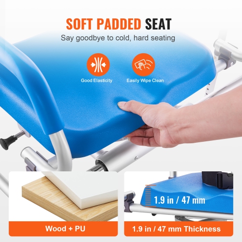 VEVOR Sliding Tub Transfer Bench with 360 Degree Swivel Seat, Sliding Shower Chair with Pivoting Armrest & Padded Seat and Safety Belt