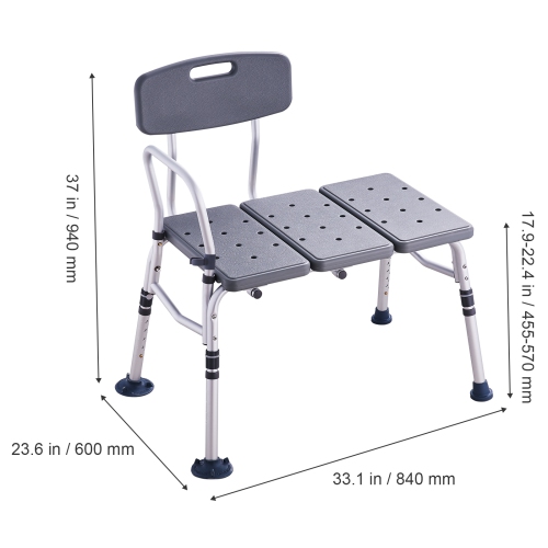 VEVOR Tub Transfer Bench for Bathtub, Adjustable Shower Seats for Adults, Lightweight Shower Bench for Elderly and Disabled, Non-Slip Bath Seats