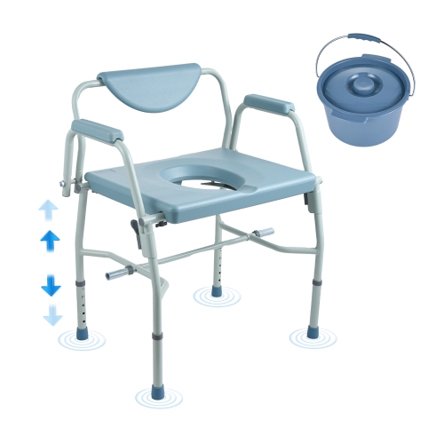 VEVOR  Commode Chair, Bedside Commode \w Drop-Down Arms And Detachable Backrest, 5-Level Adjustable Height, 7L Removable Bucket, Easy to Assemble