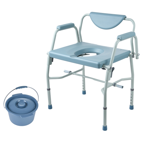 VEVOR Commode Chair, Bedside Commode with Drop-Down Arms and Detachable Backrest, 5-Level Adjustable Height, 7L Removable Bucket, Easy to Assemble,