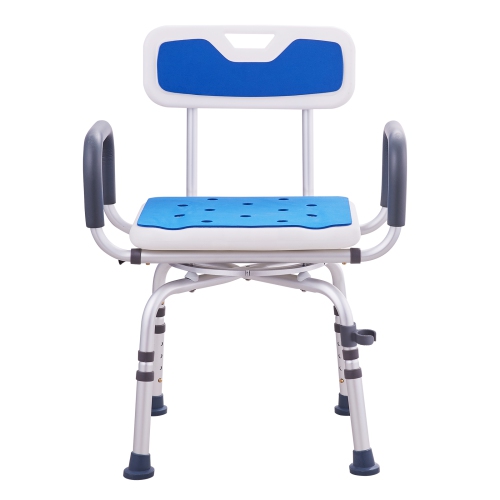 VEVOR Swivel Shower Chair 360 Degree, Adjustable Shower Seat with Armrests and Backrest, Non-Slip Rotating Bathtub Chair Seat for Elderly Disabled