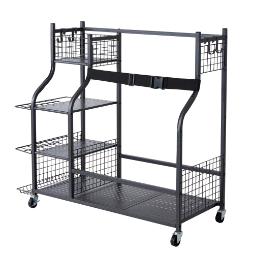 Rangement de garage pour le golf VEVOR, 2 support pour sac de golf, chariot à balles sur roulettes, équipement de sport extérieur et rangement pour