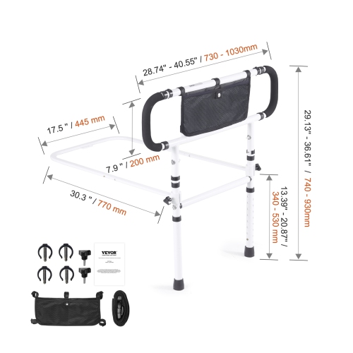 VEVOR Bed Rails for Elderly Adults, 180° Foldable Bed Assist Rails for Seniors, 450LBS Loading Bed Side Rails Bed Cane with 4-Level Adjustable Handle