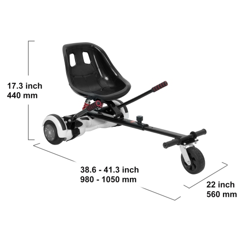 VEVOR Hoverboard Seat Attachment, for 6.5" 8" 8.5" 10" Hoverboards, Dual Shock Absorption System, Grips Control, Adjustable Length 270 LBS load