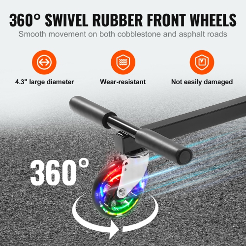 VEVOR Hoverboard Seat Attachment, for 6.5" 8" 8.5" 10" Hoverboards, with LED Lights, Grips Control, Adjustable Frame Length and 220 LBS Load Capacity