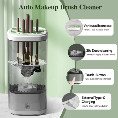 Electric Makeup Brush Cleaner Machine Automatic Rotating Brush Washer with Deep Cleaning Portable Makeup Brush Cleaner for Travel, Home Use