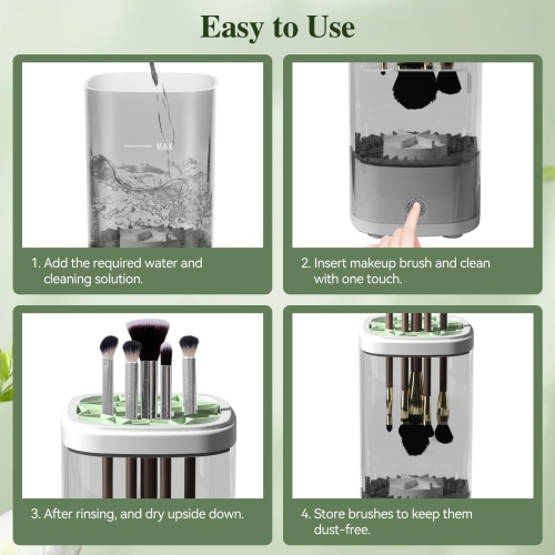 Electric Makeup Brush Cleaner Machine Automatic Rotating Brush Washer with Deep Cleaning Portable Makeup Brush Cleaner for Travel, Home Use