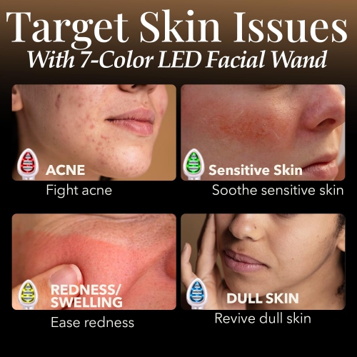 Appareil de massage pour les yeux à thérapie de lumière rouge à 7 couleurs, mini masseur facial, appareil de luminothérapie LED microcourant pour les