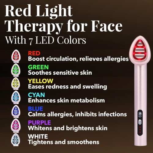 Appareil de massage pour les yeux à thérapie de lumière rouge à 7 couleurs, mini masseur facial, appareil de luminothérapie LED microcourant pour les
