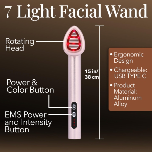 Appareil de massage pour les yeux à thérapie de lumière rouge à 7 couleurs, mini masseur facial, appareil de luminothérapie LED microcourant pour les