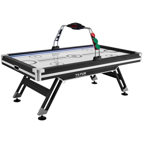 VEVOR 89" Air-Powered Hockey Table, Indoor Hockey Table for Kids and Adults, LED Sports Hockey Game with 2 Pucks, 2 Pushers, and Electronic Score