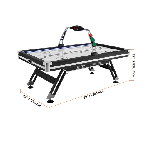 VEVOR 89" Air-Powered Hockey Table, Indoor Hockey Table for Kids and Adults, LED Sports Hockey Game with 2 Pucks, 2 Pushers, and Electronic Score