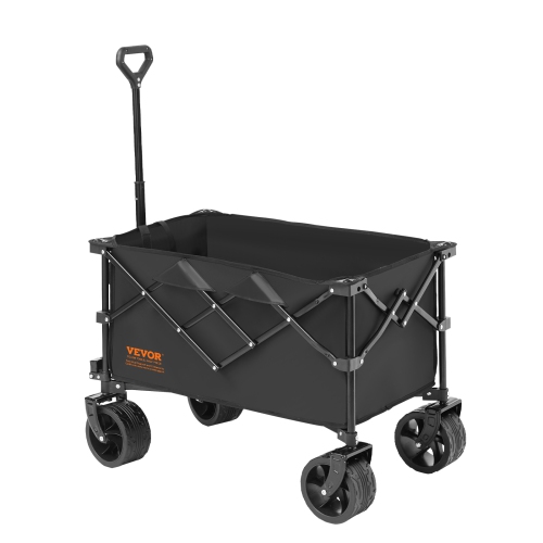 VEVOR Collapsible Folding Wagon, 220 L Beach Wagon Cart with All-Terrain Wheels, Heavy Duty Folding Wagon Cart Max 330 lbs with Drink Holders, Sports