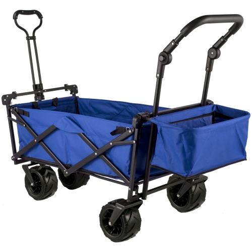 VEVOR Extra Large Collapsible Garden Cart with Removable Canopy, Folding Wagon Utility Carts with Wheels and Rear Storage, Wagon Cart