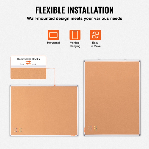 Grand tableau en liège de 48 x 36&nbsp;po de VEVOR – Tableau mural avec babillard – idéal pour l'école, la maison et le bureau