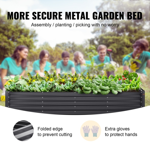VEVOR Raised Garden Bed, 8 x 4 x 2 ft Galvanized Metal Planter Box, Outdoor Planting Boxes with Open Base, for Growing Flowers/Vegetables/Herbs