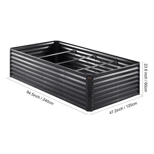 VEVOR Raised Garden Bed, 8 x 4 x 2 ft Galvanized Metal Planter Box, Outdoor Planting Boxes with Open Base, for Growing Flowers/Vegetables/Herbs