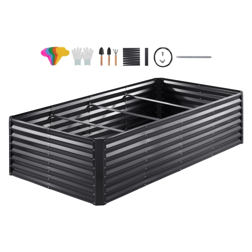 VEVOR Raised Garden Bed, 8 x 4 x 2 ft Galvanized Metal Planter Box, Outdoor Planting Boxes with Open Base, for Growing Flowers/Vegetables/Herbs