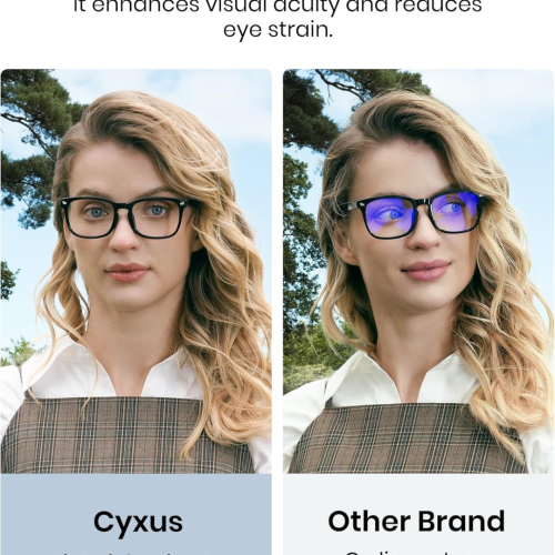 Cyxus Blue Light Glasses for Women, Blue-light Blocking Eyeglasses Men Computer Eyewear Anti Eye Fatigue Square Frame