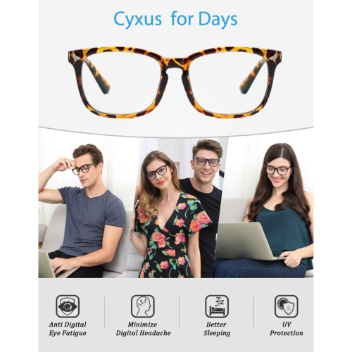 Cyxus Blue Light Glasses for Women, Blue-light Blocking Eyeglasses Men Computer Eyewear Anti Eye Fatigue Square Frame