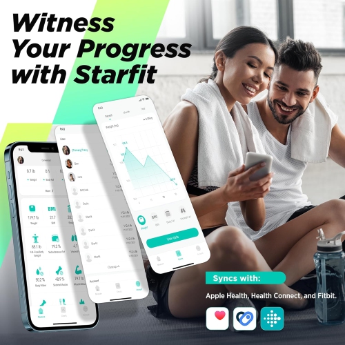 Runstar Smart Scale for Body Weight and Fat Percentage, High Accuracy Digital Bathroom Scale with Large Display for BMI Heart Rate 15 Body