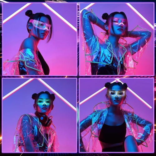 LED Light Up Glasses, 2pcs LED Visor Glasses Neon Luminous Glasses Cool LED Glasses Luminous Glasses for Men Women