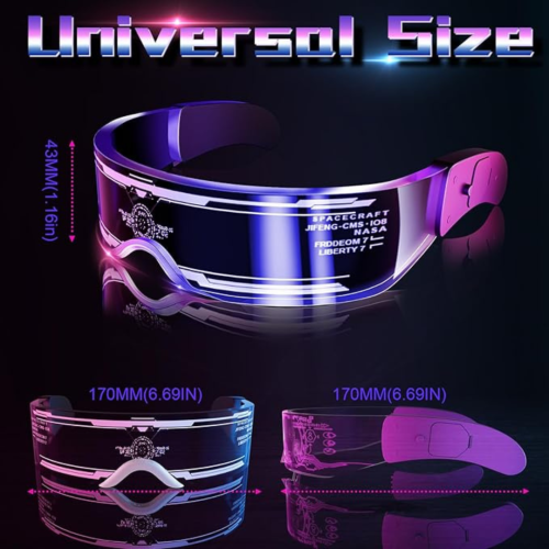 LED Light Up Glasses, 2pcs LED Visor Glasses Neon Luminous Glasses Cool LED Glasses Luminous Glasses for Men Women