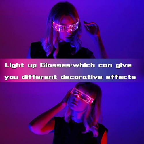 LED Light Up Glasses, 2pcs LED Visor Glasses Neon Luminous Glasses Cool LED Glasses Luminous Glasses for Men Women