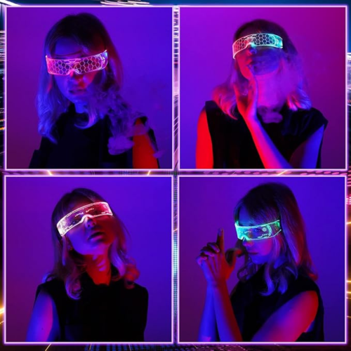LED Light Up Glasses, 2pcs LED Visor Glasses Neon Luminous Glasses Cool LED Glasses Luminous Glasses for Men Women