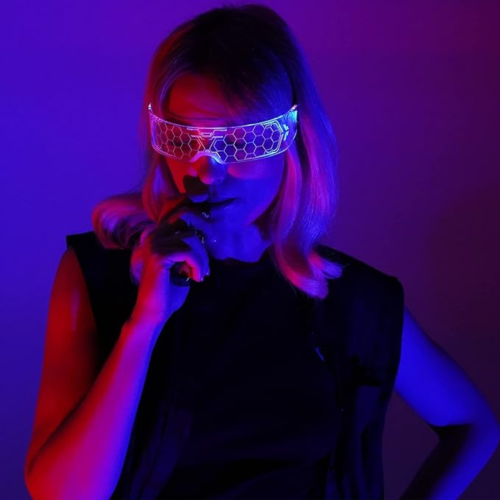LED Light Up Glasses, 2pcs LED Visor Glasses Neon Luminous Glasses Cool LED Glasses Luminous Glasses for Men Women