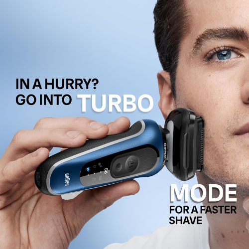 Braun Electric Shaver for Men, Series 6 6120s, Wet & Dry Shave, , Foil Shaver, Engineered in Germany, With Precision Trimmer & Pouch, Blue -