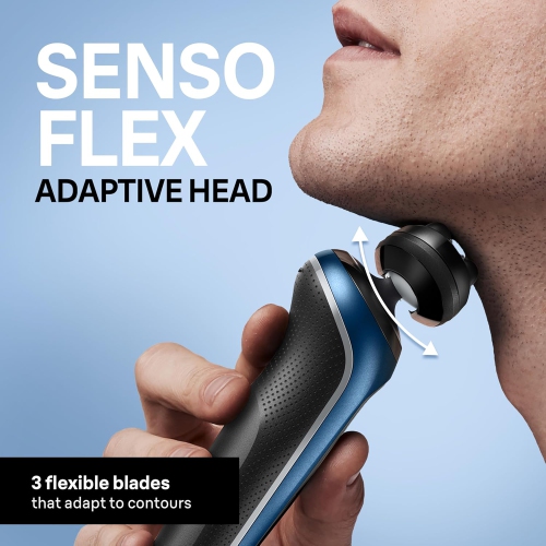 Braun Electric Shaver for Men, Series 6 6120s, Wet & Dry Shave, , Foil Shaver, Engineered in Germany, With Precision Trimmer & Pouch, Blue -