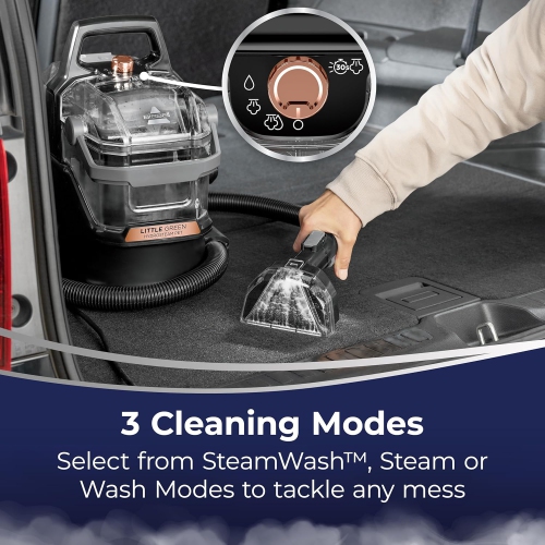 BISSELL Little Green HydroSteam Multi-Purpose Portable Carpet and Upholstery Cleaner, Car and Auto Detailer, 3618B