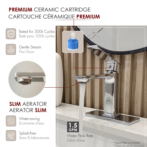 Stylish Vita Single-Handle 6" Polished Chrome Bathroom Faucet B-102C