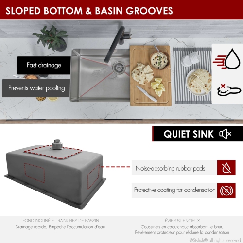 Stylish Dual-Mount 31" Single-Bowl Stainless Steel Kitchen Sink S-402