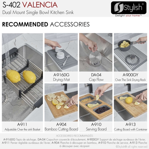 Stylish Dual-Mount 31" Single-Bowl Stainless Steel Kitchen Sink S-402