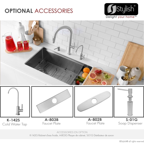 Stylish Catania Single-Handle Brushed Stainless Steel Pull Down Kitchen Faucet K-141B