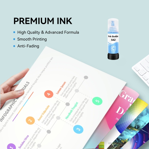Compatible Epson T542 T542220-S Cyan Ink Bottle by Superink