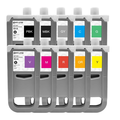 Compatible Canon PFI-2100 PFI-2300 PFI-2700 10PCS Combo Ink Cartridge By Superink