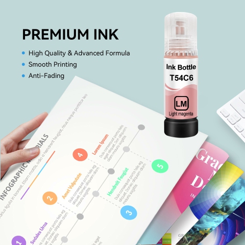 Compatible avec la bouteille d'encre magenta clair T54C T54C620 d'Epson de Superink