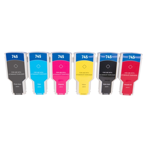 Compatible HP 745 300ml 6pcs Ink Combo MBK/PBK/C/M/Y/R By Superink