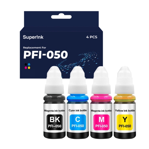 Compatible avec l'ensemble de cartouches d'encre à pigments haut de gamme PFI-050 de Superink pour Canon