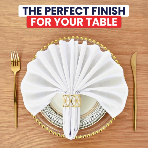 Canadian Linen White Dinner Napkins, 18"x18", 12 Pack Polyester Reusable Washable Table Linen Napkins for Resorts Motel Lunch Parties, Wedding & Hotel