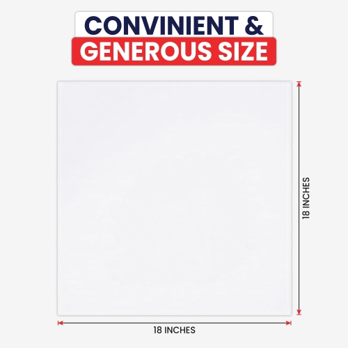 Canadian Linen White Dinner Napkins, 18"x18", 12 Pack Polyester Reusable Washable Table Linen Napkins for Resorts Motel Lunch Parties, Wedding & Hotel