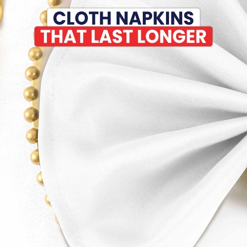 Canadian Linen White Dinner Napkins, 18"x18", 12 Pack Polyester Reusable Washable Table Linen Napkins for Resorts Motel Lunch Parties, Wedding & Hotel